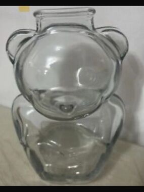 Vintage Anchor Hocking clear glass bear bank
